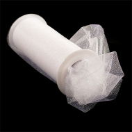 Фатин с глиттером, средней жесткости в шпульках,100% ПЭ, арт.TBY.C шир.150мм цв.01 белый уп.9,14м