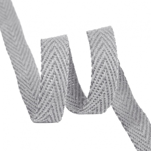 Тесьма киперная 10 мм хлопок 2,5г/см арт.TBY.CT10361S цв.S361 серый уп.5м