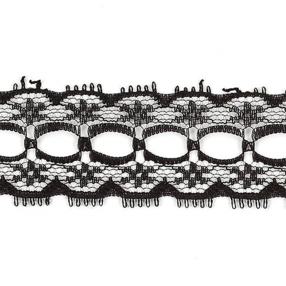 Кружево-трикотаж арт.TBY 620 шир.25мм цв.черный уп.45,7м