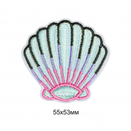 Термоаппликации вышитые арт.TBY.S31 Ракушка большая 10 шт 5,5х5,3 см