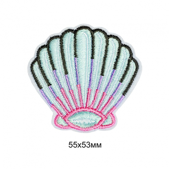 Термоаппликации вышитые арт.TBY.S31 Ракушка большая 10 шт 5,5х5,3 см