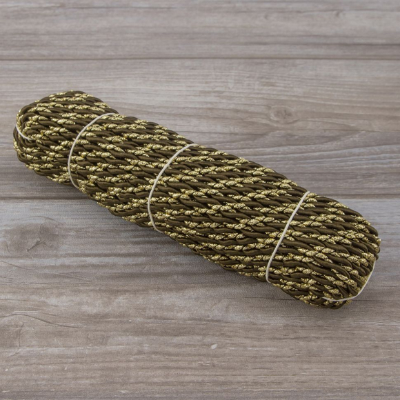 Шнур витой PEGA, коричневый с люрексом, 5 мм