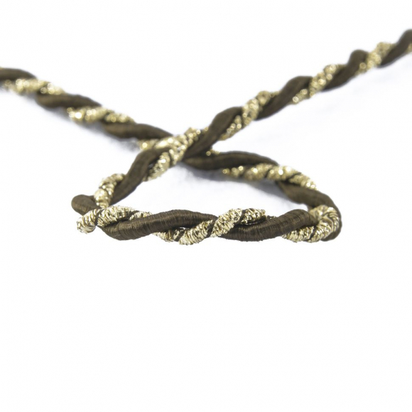 Шнур витой PEGA, коричневый с люрексом, 5 мм