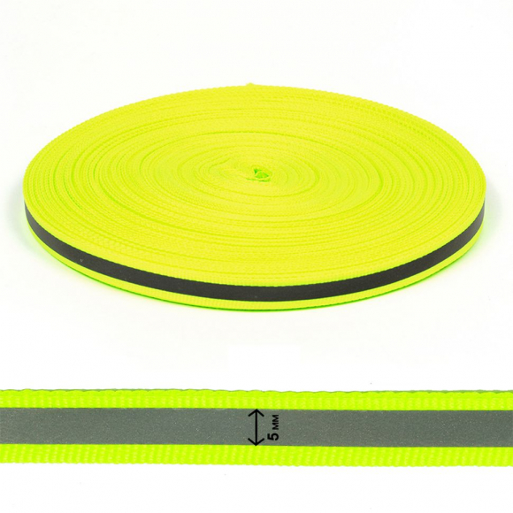 Стропа светоотражающая TBY отр.R200-280 шир.10мм арт.SV.ST10y цв.неон-лимон уп.50м