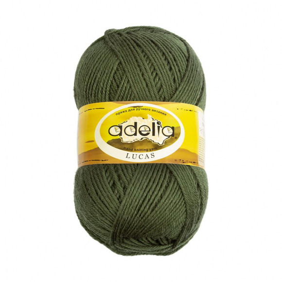 Пряжа ADELIA LUCAS (70% шерсть, 30% акрил) 5х100г/218м цв.32 хаки