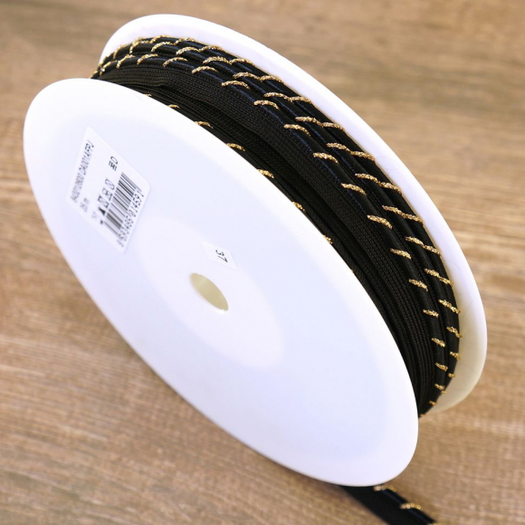 68987_Кант декоративный, 3,5 мм, цвет черный с золотистым люрексом