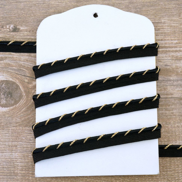 68987_Кант декоративный, 3,5 мм, цвет черный с золотистым люрексом