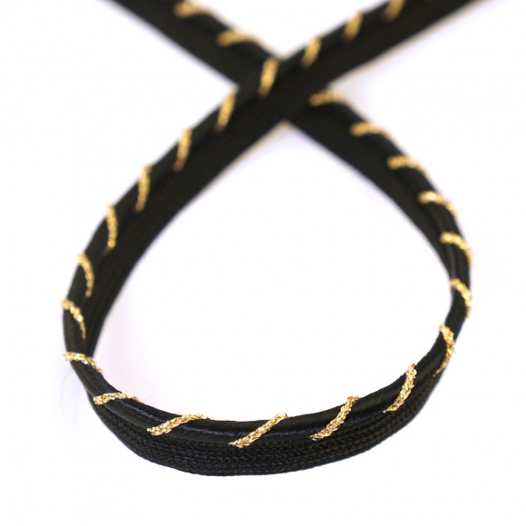 68987_Кант декоративный, 3,5 мм, цвет черный с золотистым люрексом