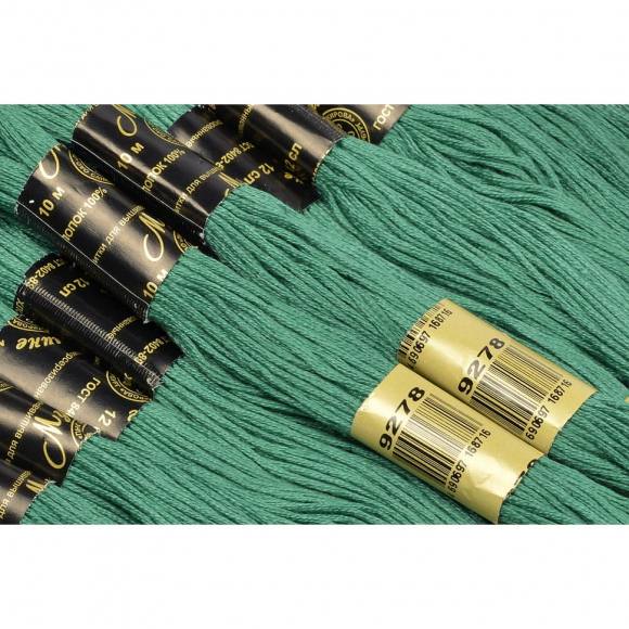 Нитки мулине цв.9278 зеленый 12х10м С-Пб