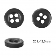 Пуговицы пластик арт.TBY.380.12.BK цв.черный, 20L-12,5мм, 4 прокола, 200шт