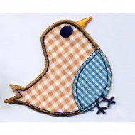 Термоаппликация HKM "Птичка в оранжевую клетку полоску"