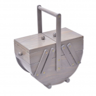 175418_Шкатулка для рукоделия, бук, 2 этажа, античный серый