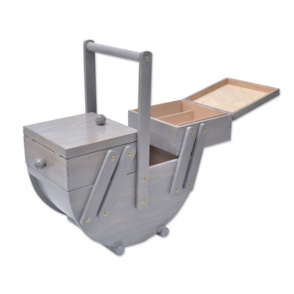 175418_Шкатулка для рукоделия, бук, 2 этажа, античный серый