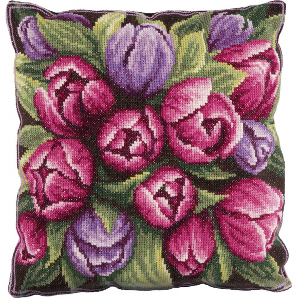 Набор для вышивания PANNA арт. PD-1548 Подушка с тюльпанами 30х30 см