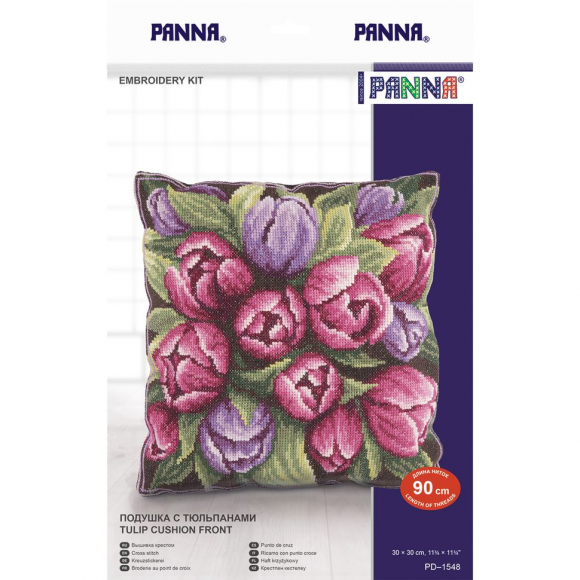 Набор для вышивания PANNA арт. PD-1548 Подушка с тюльпанами 30х30 см