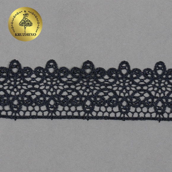 Кружево гипюр KRUZHEVO TR.1188 шир.45мм цв.04 т.синий, уп.9м.