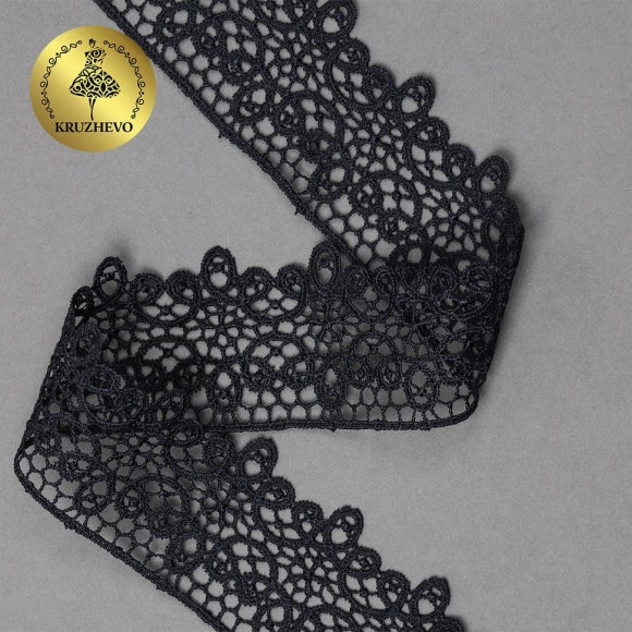 Кружево гипюр KRUZHEVO TR.1188 шир.45мм цв.04 т.синий, уп.9м.