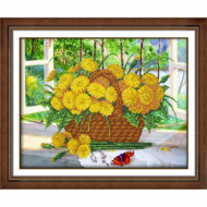 Набор для вышивания бисером ПАУТИНКА арт.Б-1257 Одуванчики 36х28 см