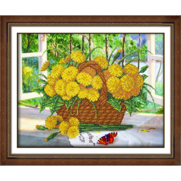 Набор для вышивания бисером ПАУТИНКА арт.Б-1257 Одуванчики 36х28 см