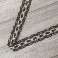 Мерсеризованное хлопковое кружево, 33 мм, цвет тёмно-бежевый