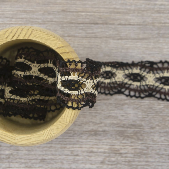 Мерсеризованное хлопковое кружево, 33 мм, цвет тёмно-бежевый Мерсеризованное хлопковое кружево, 33 мм, цвет тёмно-бежевый