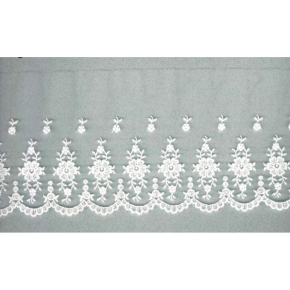 Вышивка на тюле, 110 мм, цвет белый Вышивка на тюле, 110 мм, цвет белый