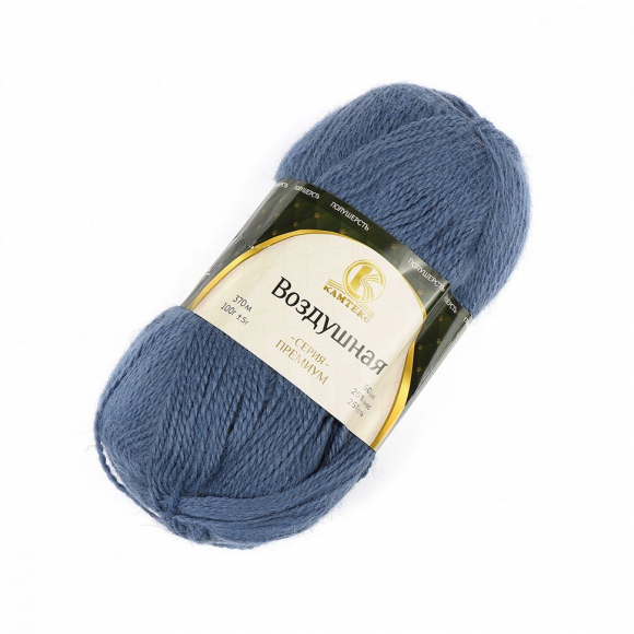 Пряжа для вязания КАМТ Воздушная (25% меринос, 25% шерсть, 50% акрил) 5х100г/370м цв.022 джинса Пряжа для вязания КАМТ Воздушная (25% меринос, 25% шерсть, 50% акрил) 5х100г/370м цв.022 джинса