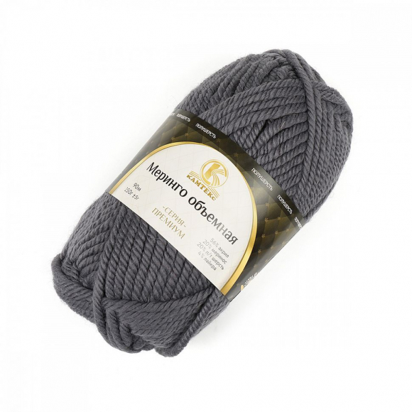Пряжа для вязания КАМТ Меринго объемная (20% меринос, 20% шерсть, 56% акрил, 4% лайкра) 4х150г/90м цв.169 серый