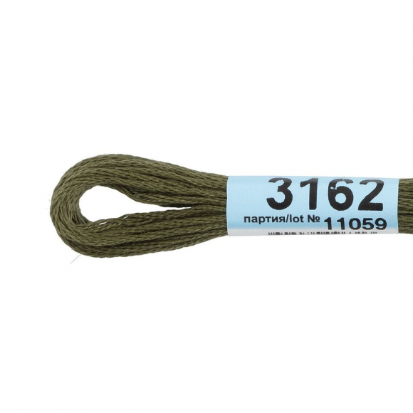 Нитки для вышивания Gamma мулине (3071-3172) 100% хлопок 24 x 8 м цв.3162 хаки