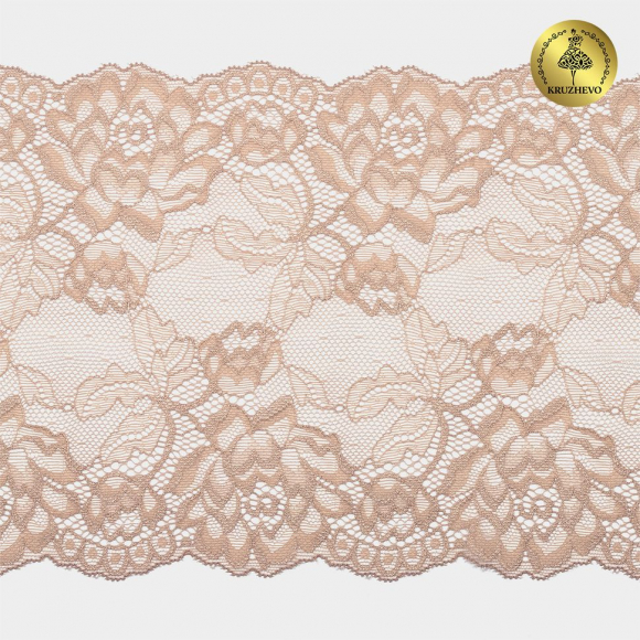 Кружево-стрейч KRUZHEVO арт.TBY.L838 шир.180мм цв.19 бежевый уп.25м
