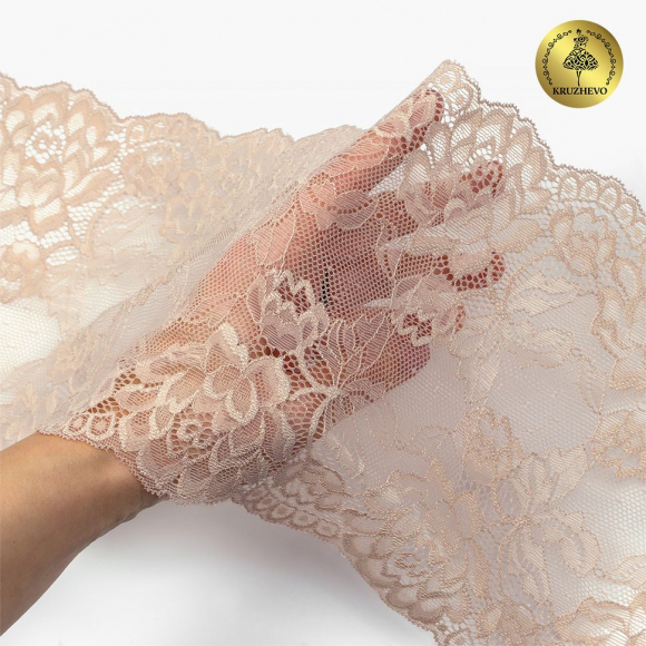 Кружево-стрейч KRUZHEVO арт.TBY.L838 шир.180мм цв.19 бежевый уп.25м