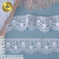 Кружево на сетке KRUZHEVO арт.TR.16G1260F шир.50мм цв.белый, уп.9м