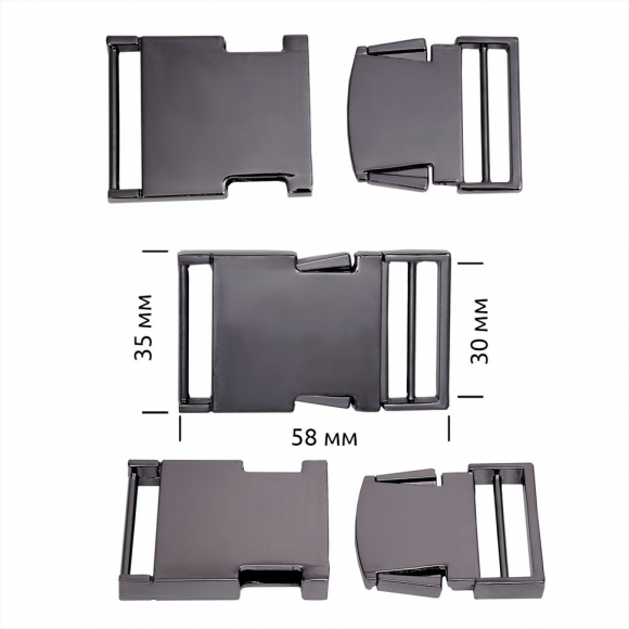 Пряжка-фастекс металл 30мм TBY-7218 58x35мм цв. черный никель уп.6шт