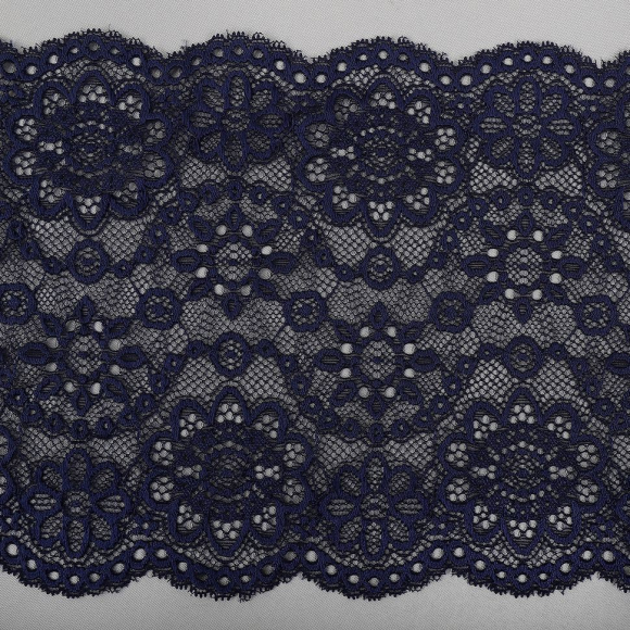Кружево-стрейч KRUZHEVO арт.TBY.00755 шир.185мм цв.03 т.синий уп.25м Кружево-стрейч KRUZHEVO арт.TBY.00755 шир.185мм цв.03 т.синий уп.25м