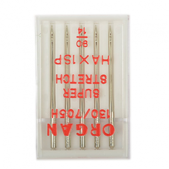 Иглы для бытовых швейных машин ORGAN супер стрейч №90, уп.5 игл