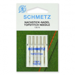 Иглы для бытовых швейных машин Schmetz Топ Стич 130N NM №100,уп.5 игл