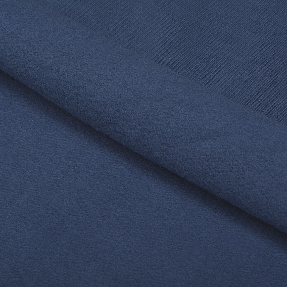 Ткань футер 2х нитка начес однотон. 190г/м?  95% хл  5%эласт  шир.100+100см арт.ДЛ1903153 цв.индиго пач.45-70м