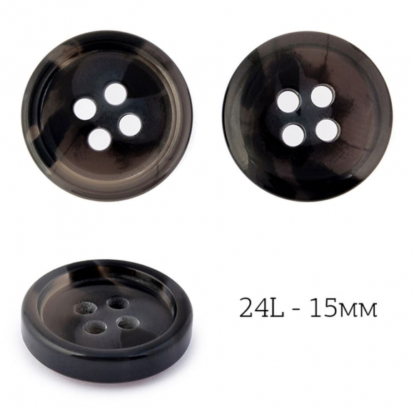 Пуговицы пластик TBY.J.1841 цв.01 черный 24L-15мм, 4 прокола, 72шт Пуговицы пластик TBY.J.1841 цв.01 черный 24L-15мм, 4 прокола, 72шт