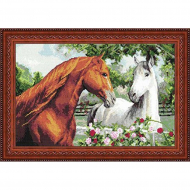 Рисунок на канве (страмин) с нанесенным рисунком ЧАРIВНИЦЯ арт. S40 Грациозная пара 33х50 см