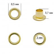 Люверсы сталь TBY.2090 №3 (? 5мм, h 3,7мм) цв. золото уп. 1000шт
