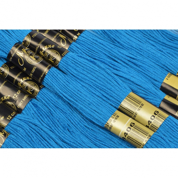 Нитки мулине цв.8406 ярк.синий 12х10м С-Пб
