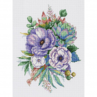 Набор для вышивания PANNA арт. C-7185 Анемоны и суккуленты 18х23 см