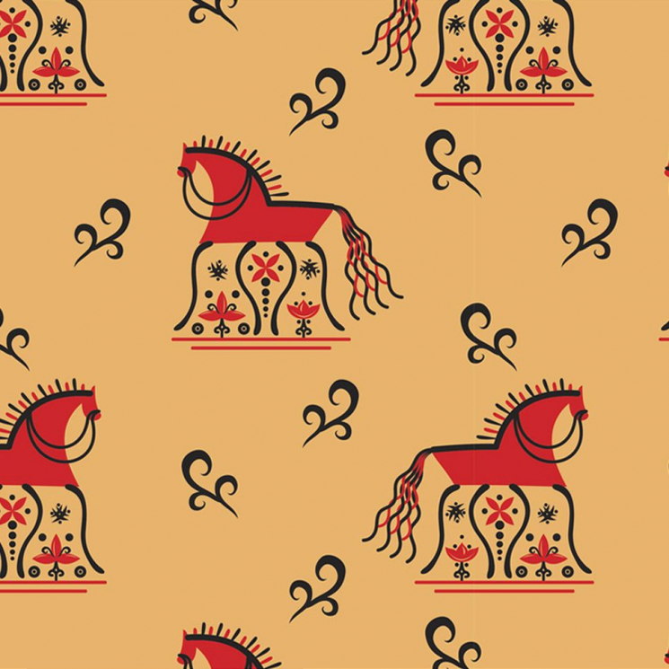 Ткань для пэчворка PEPPY Мезенские Узоры 135 г/м? 100% хлопок цв.МУ-12 бежевый уп.50х50 см