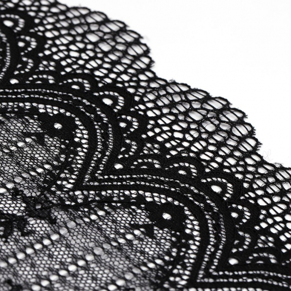 Кружево-стрейч KRUZHEVO арт.TBY.8037 шир.230мм цв.черный уп.10м