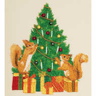 Набор для вышивания PANNA Живая картина арт. JK-2271 Бельчата украшают елку 19х17 см