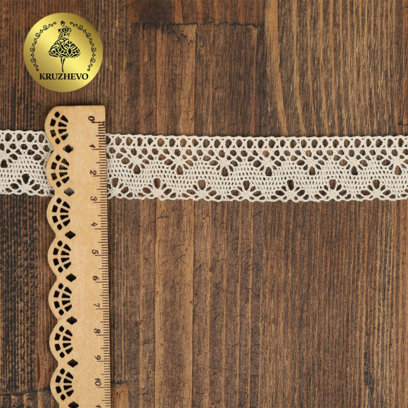 Кружево из мерсеризованного хлопка KRUZHEVO 25мм арт.TR.A9320 цв.молочный, уп.3м