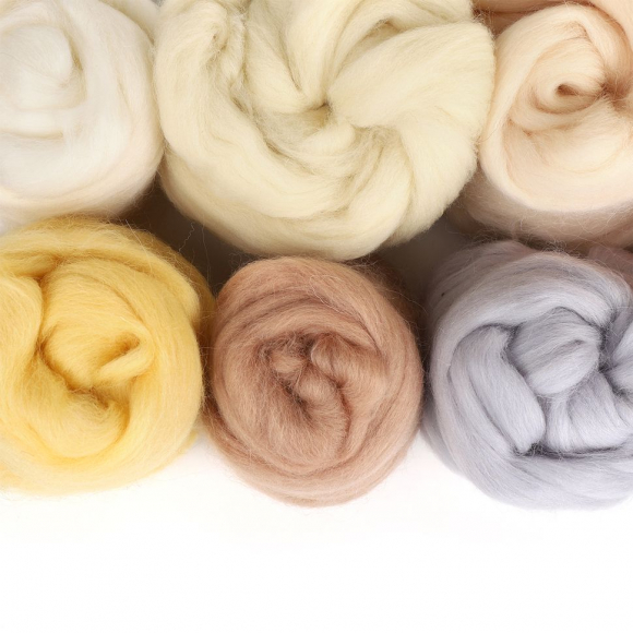 Комплект шерсти для валяния КАМТЕКС 8 оттенков бежевого (шерсть п/т 100%) 1х50г/2,1м