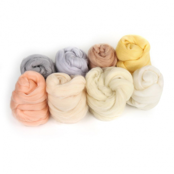 Комплект шерсти для валяния КАМТЕКС 8 оттенков бежевого (шерсть п/т 100%) 1х50г/2,1м