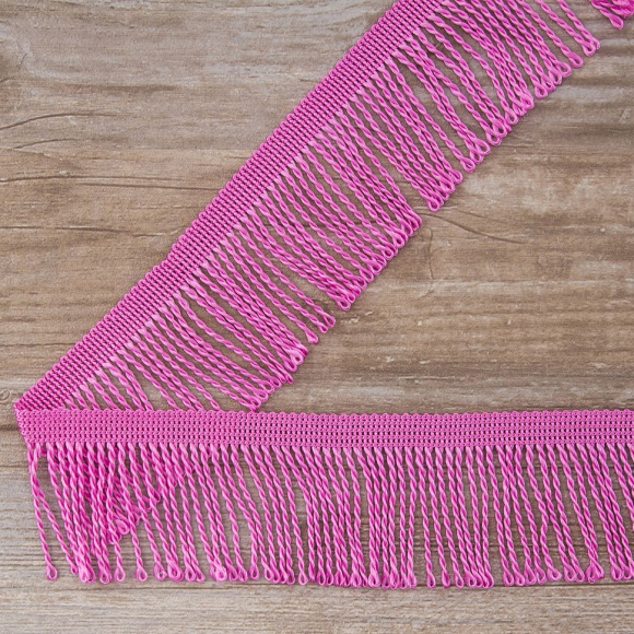 Бахрома витая, 60 мм, цвет ярко-розовый