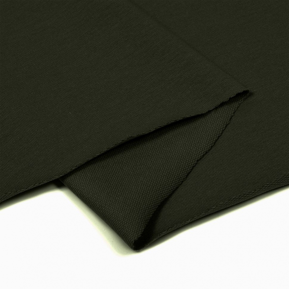 Ткань трикотаж Футер 2х нитка петля с лайкрой 230г пенье 180см т.хаки 19-0414 уп.6м